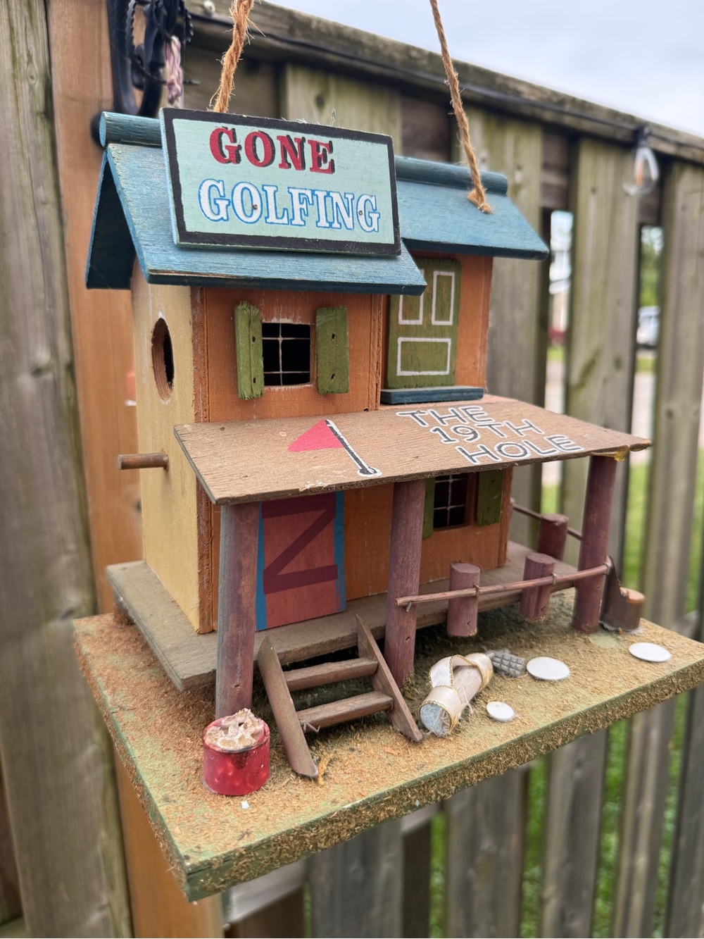 Source Unknown 'Gone Golfing' Hanging Birdhouse - Blue, Brown & Green